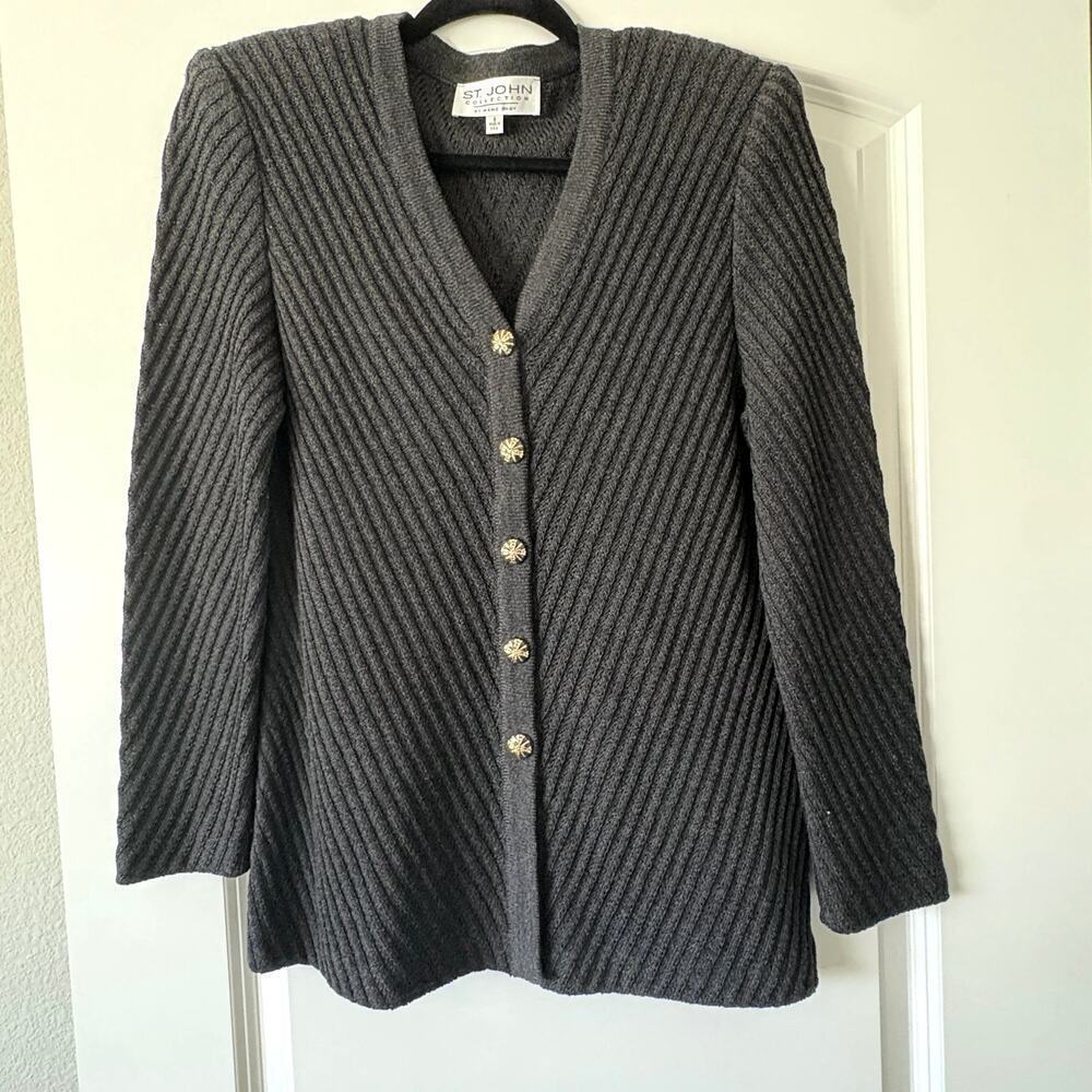 Vintage St John Collection Enamel Button Santana Knit Jacket 8 OldMoney